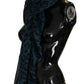 Elegant Blue Leopard Print Silk Shawl