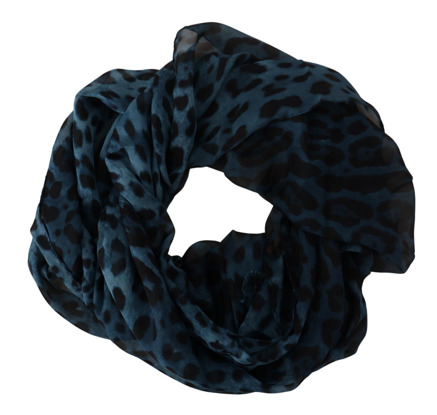 Elegant Blue Leopard Print Silk Shawl