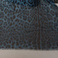 Elegant Blue Leopard Print Silk Shawl