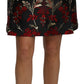 Black Floral Jacquard High Waist A-line Mini Skirt