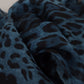 Elegant Blue Leopard Print Silk Shawl