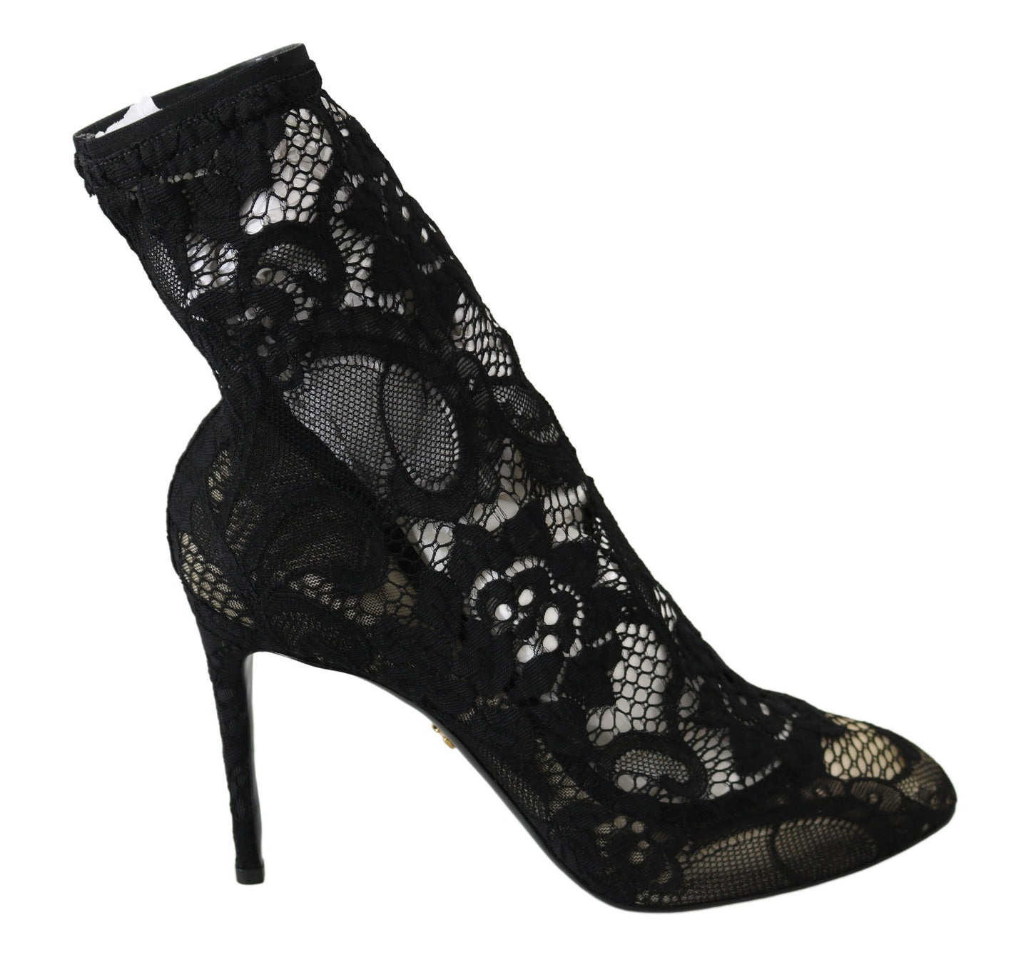 Elegant Black Lace Bootie Pumps