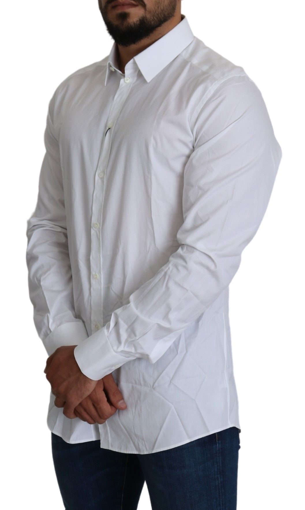 Elegant Slim Fit White Cotton Shirt