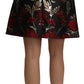 Black Floral Jacquard High Waist A-line Mini Skirt
