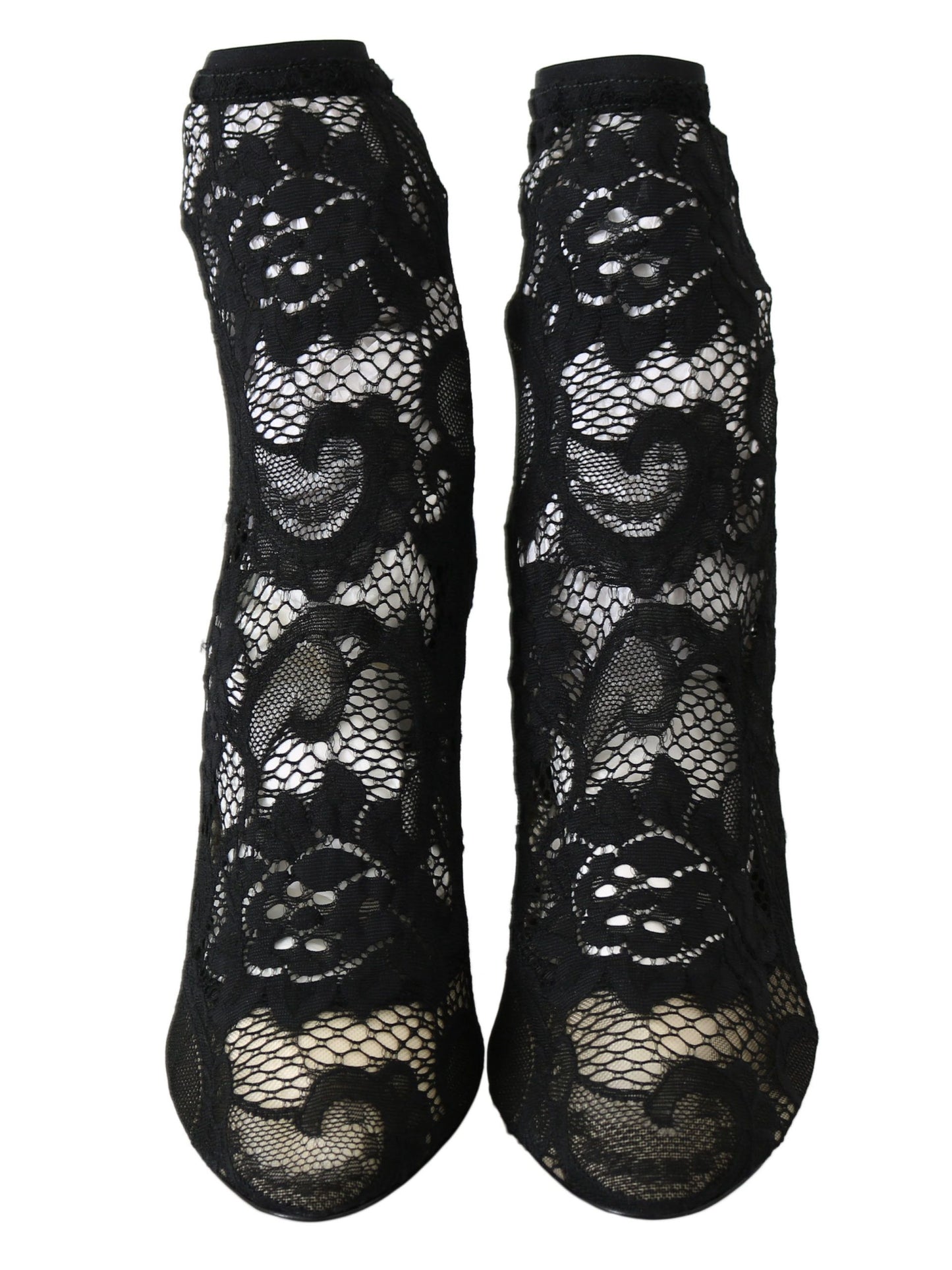 Elegant Black Lace Bootie Pumps