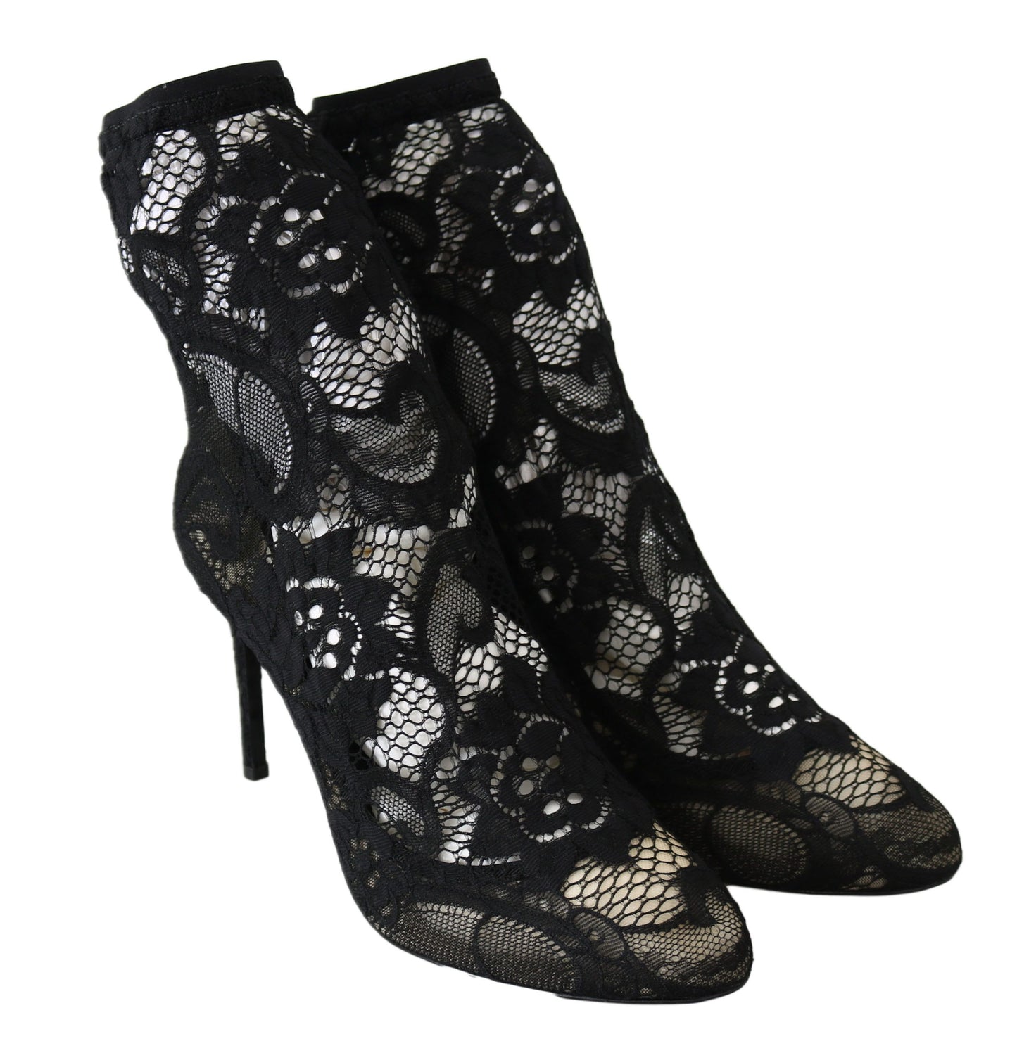 Elegant Black Lace Bootie Pumps