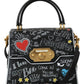 Elegant Black Leather Welcome Shoulder Bag