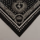 Elegant Silk Men's Scarf with Heart Crown Print