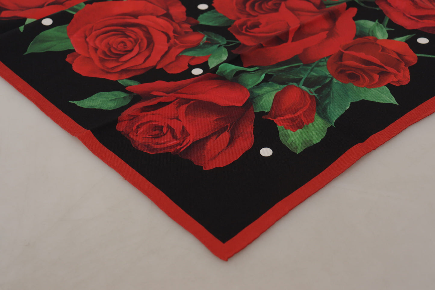 Elegant Red Roses Silk Square Scarf