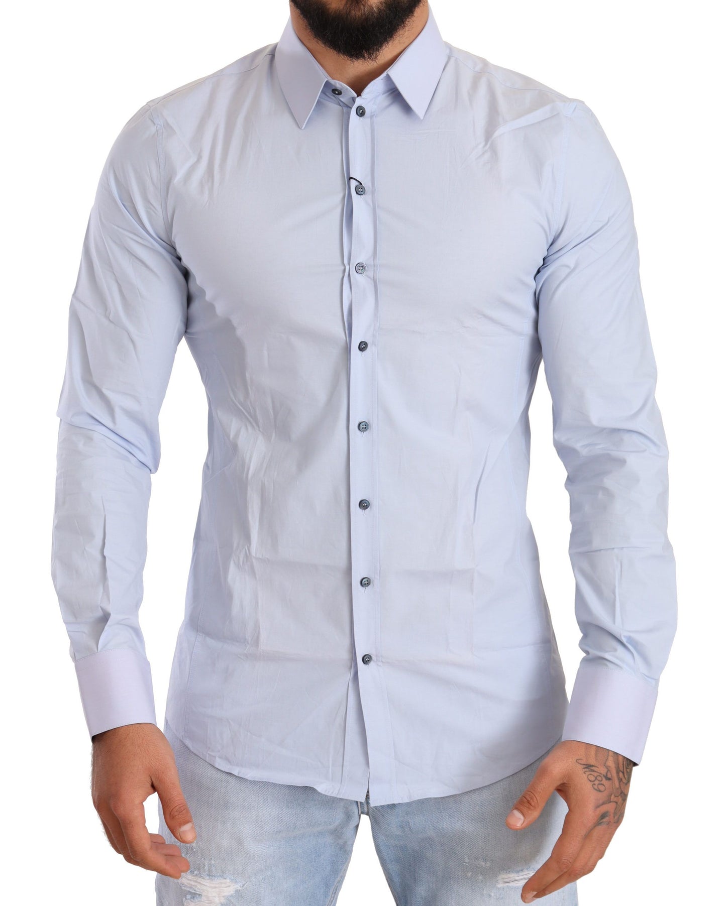 Elegant Light Blue Slim Fit Dress Shirt