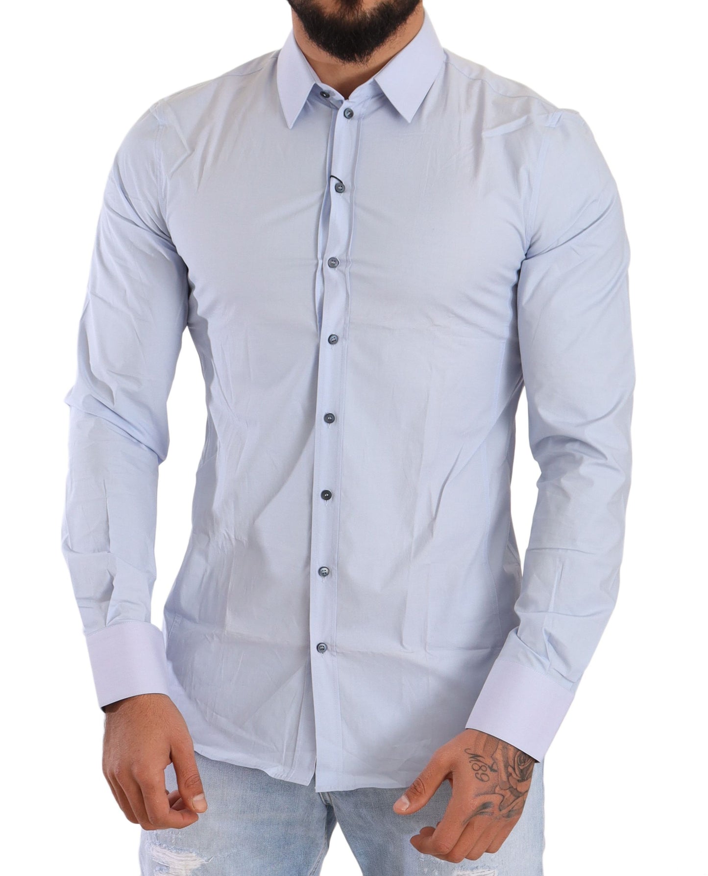 Elegant Light Blue Slim Fit Dress Shirt