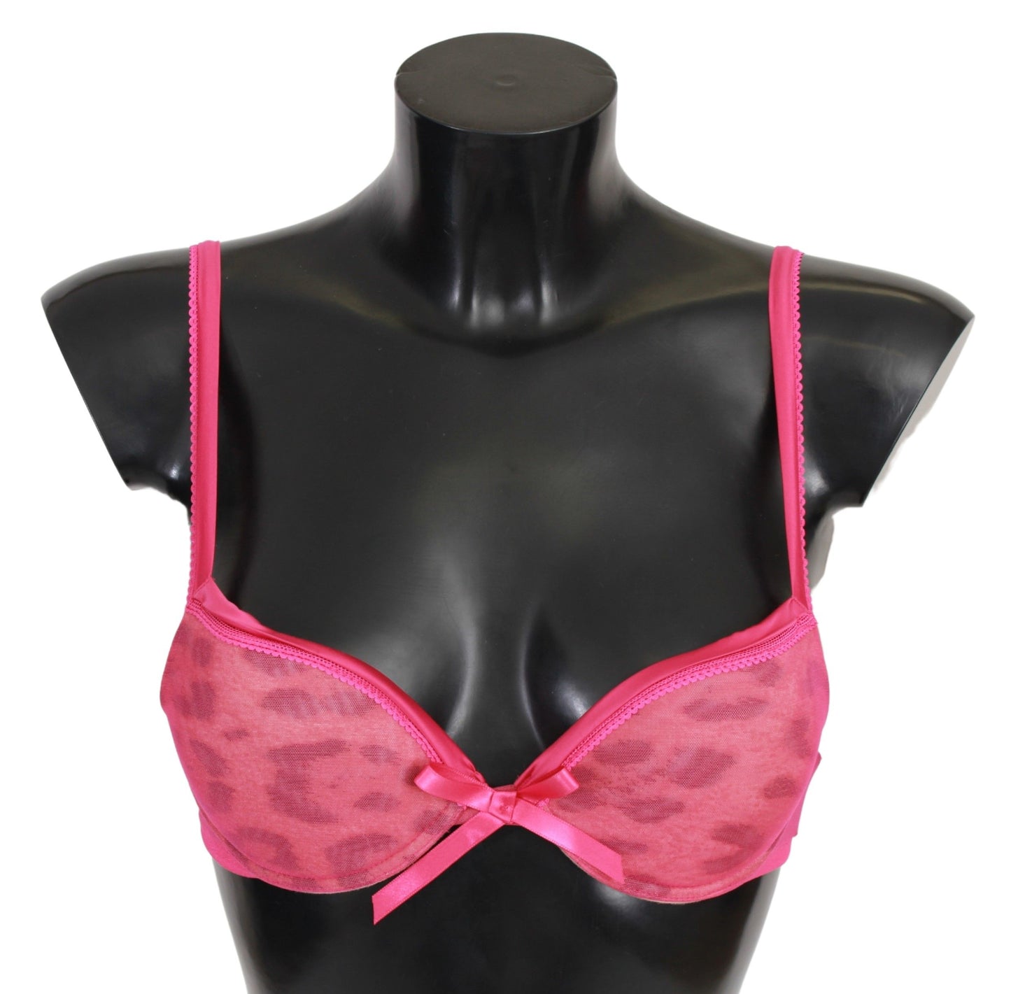 Elegant Pink Leopard Push Up Bra