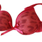 Elegant Pink Leopard Push Up Bra