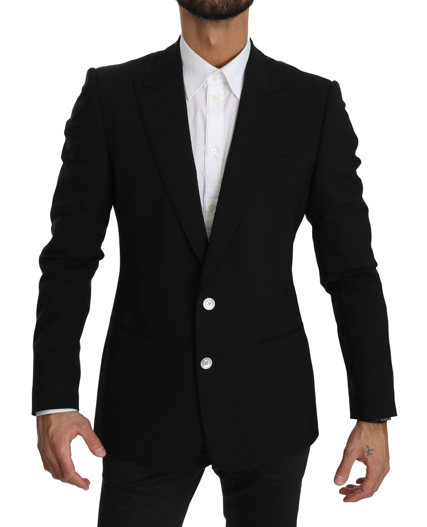 Elegant Black Virgin Wool Blend Blazer