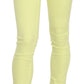 Chic Yellow Low Waist Skinny Casual Trousers