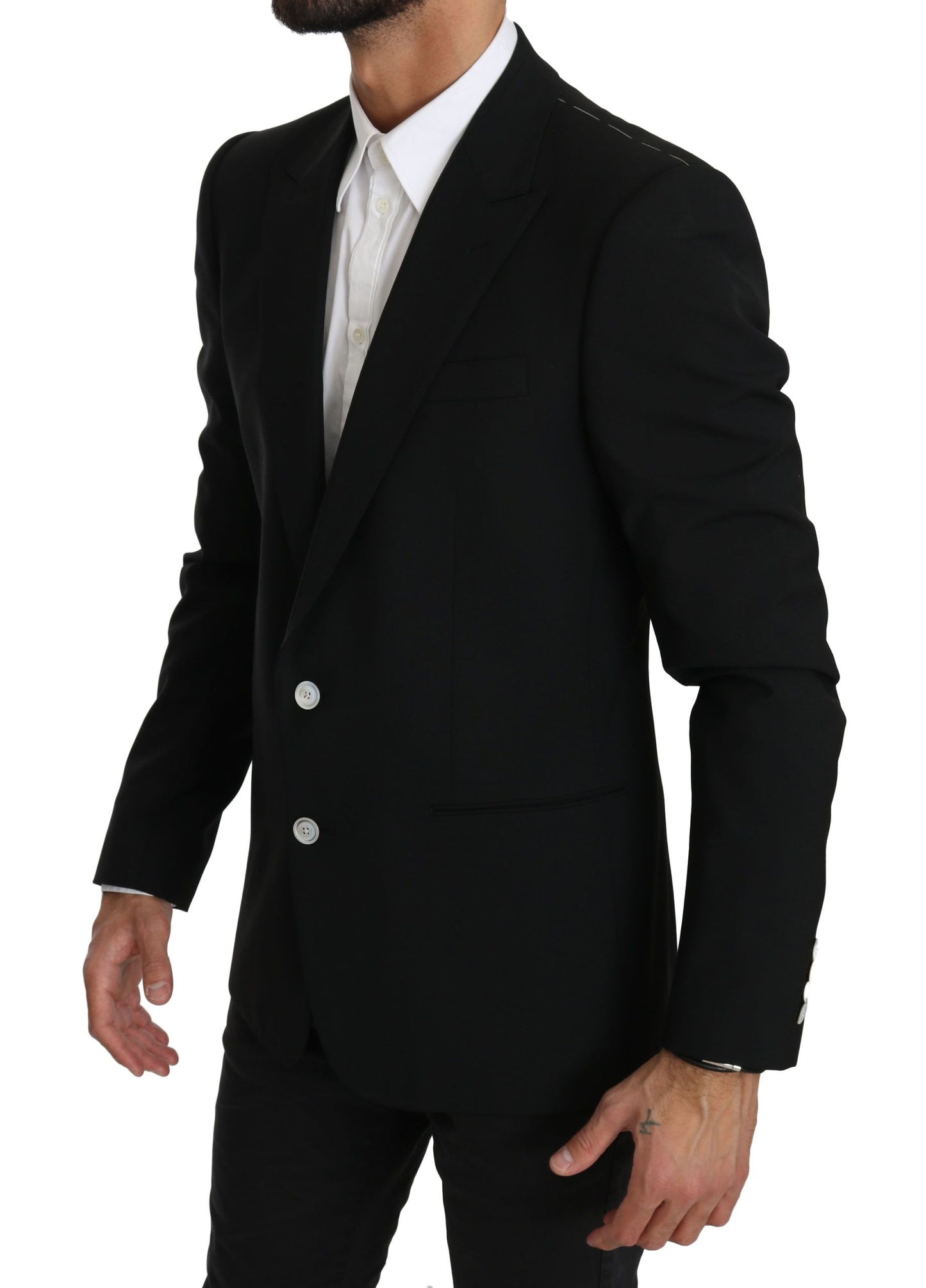 Elegant Black Virgin Wool Blend Blazer