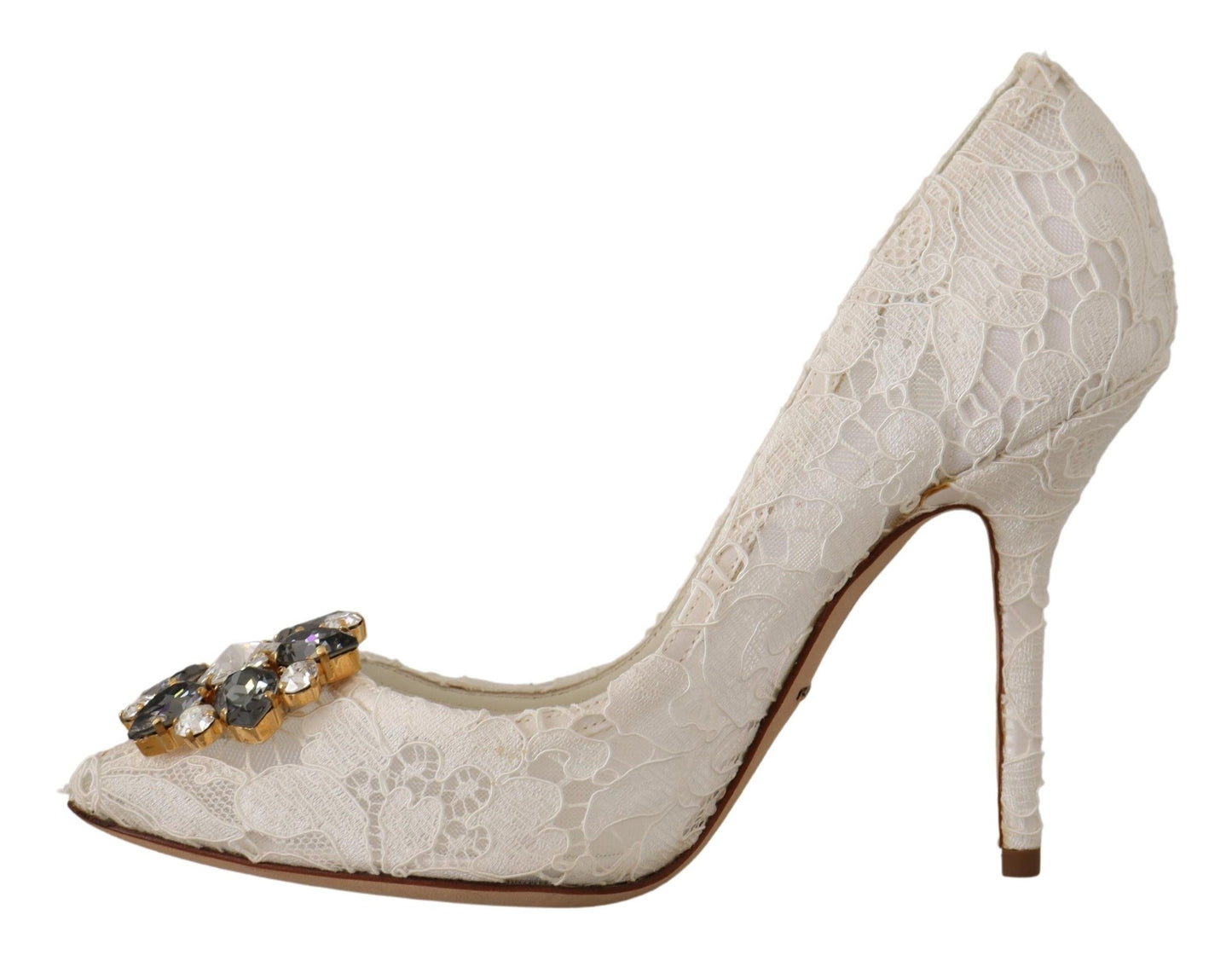 Elegant Taormina Lace Heels with Crystal Embellishments