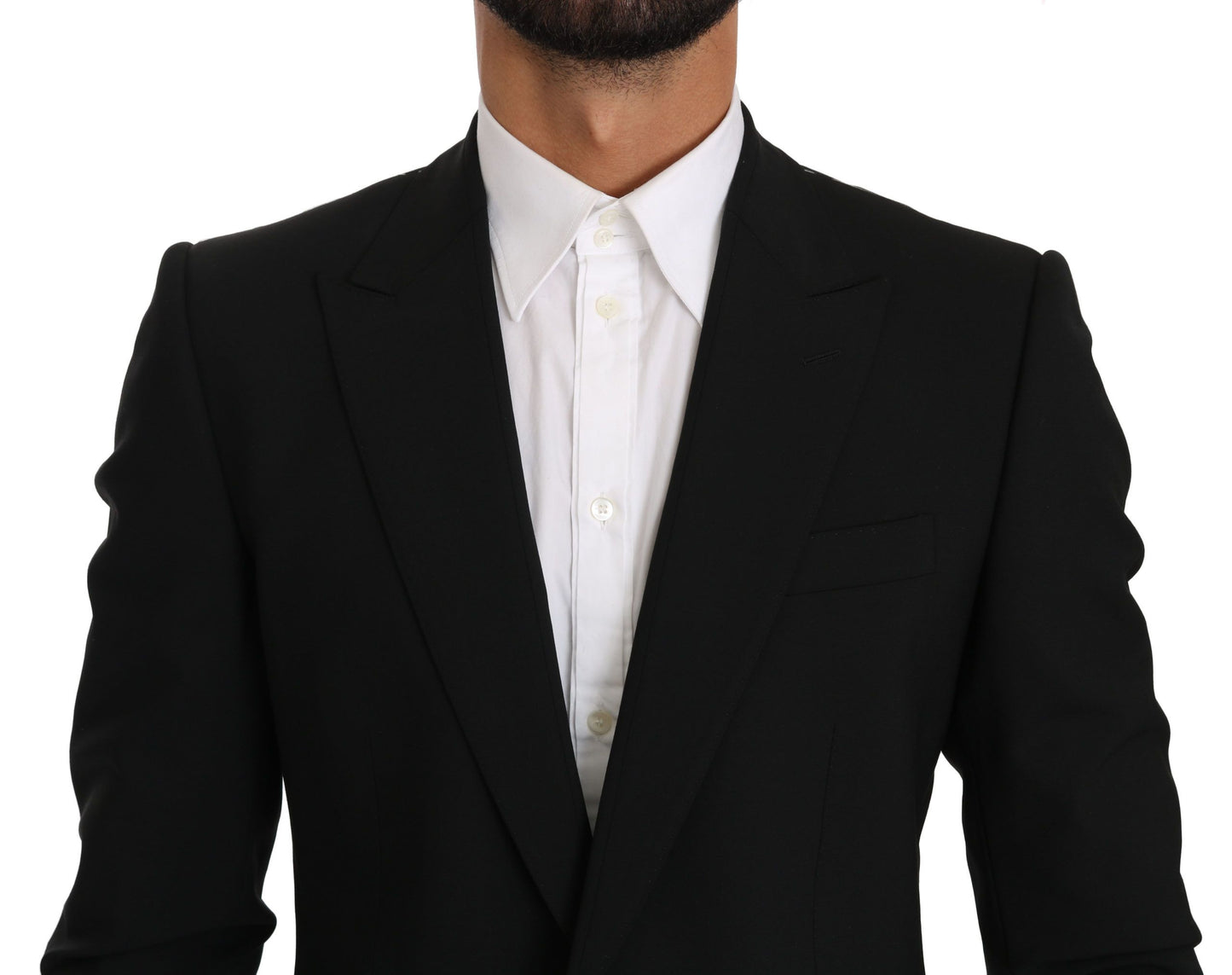 Elegant Black Virgin Wool Blend Blazer