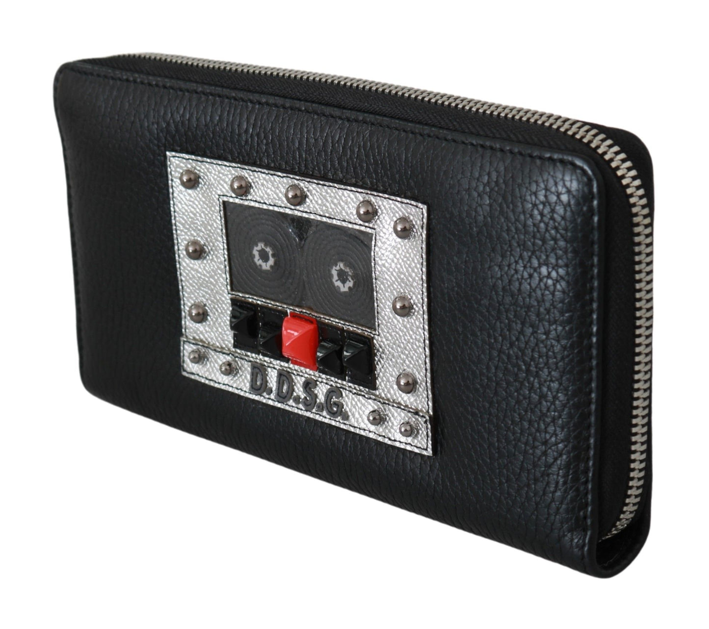 Elegant Black Leather Zip Continental Wallet