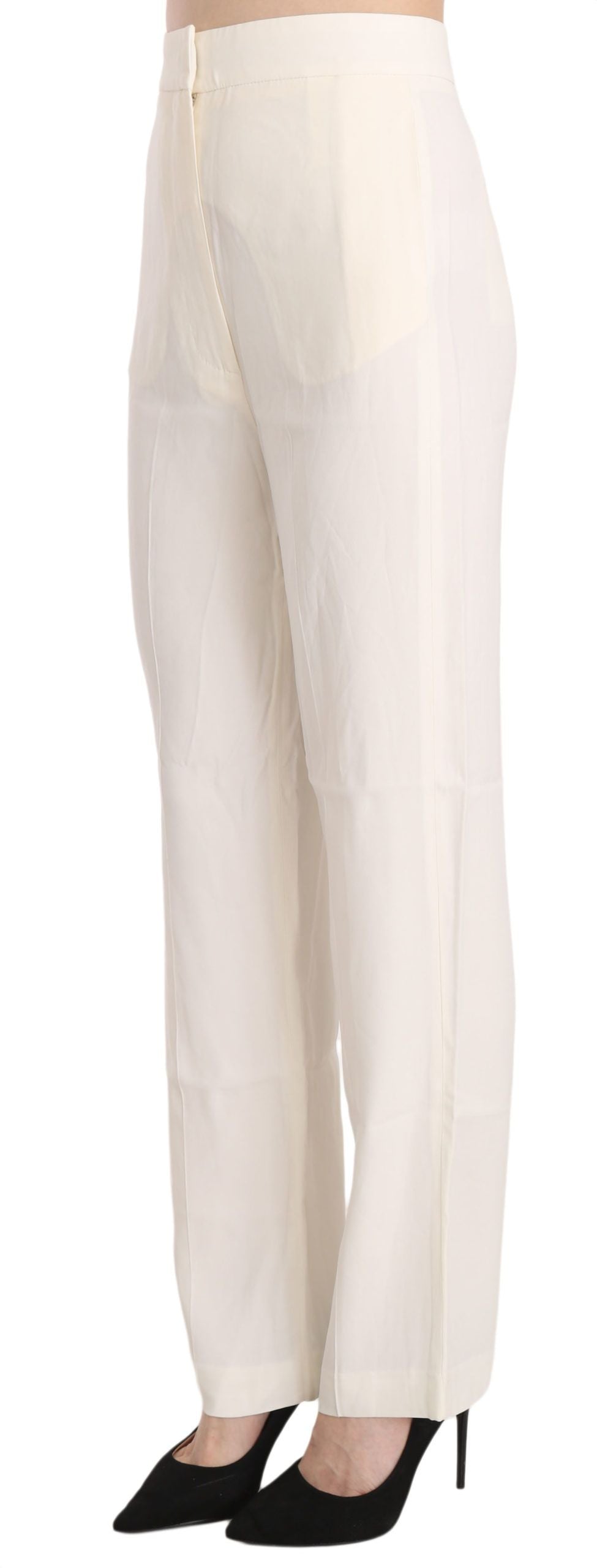 Elegant Off-White Straight-Cut Trousers