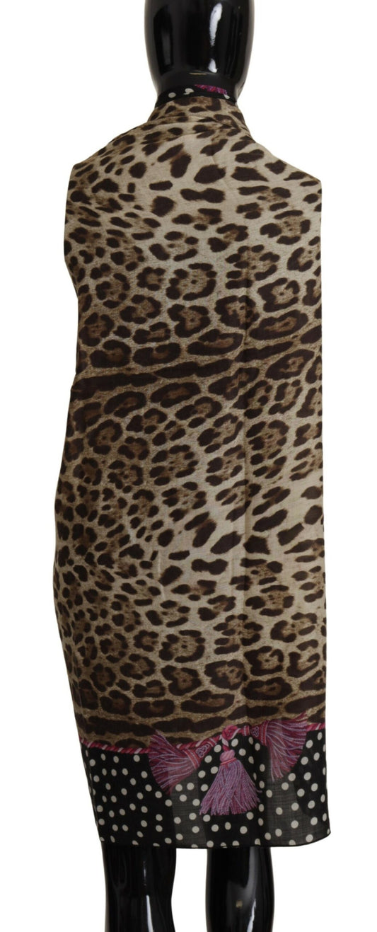 Elegant Leopard Print Cashmere Scarf