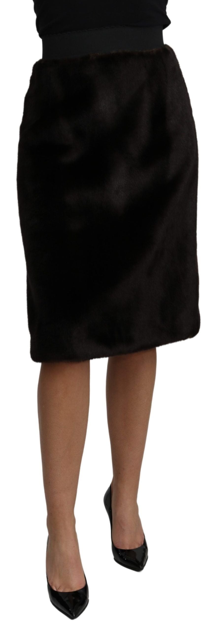 Elegant Black Pencil Knee Length Skirt