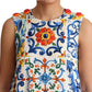 Majolica Print A-Line Silk Dress