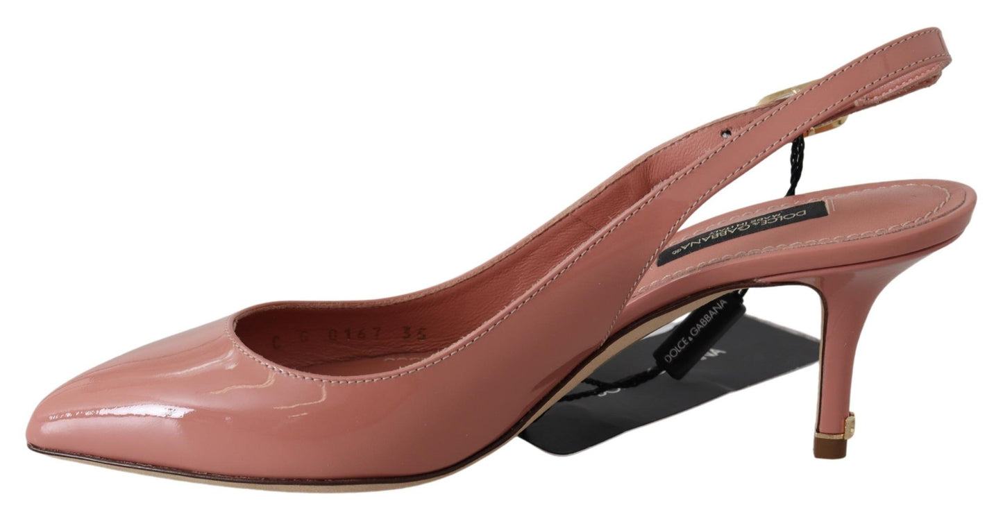 Pink Patent Leather Slingback Pumps Shoes