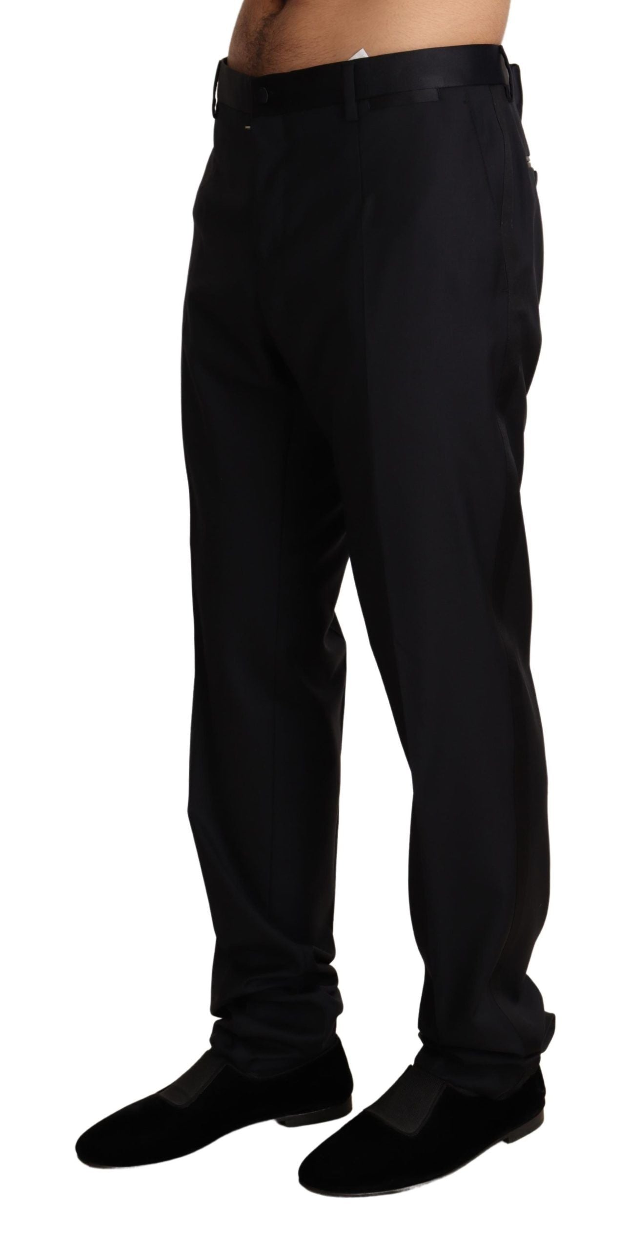 Black Wool Formal Tuxedo Trouser Pants