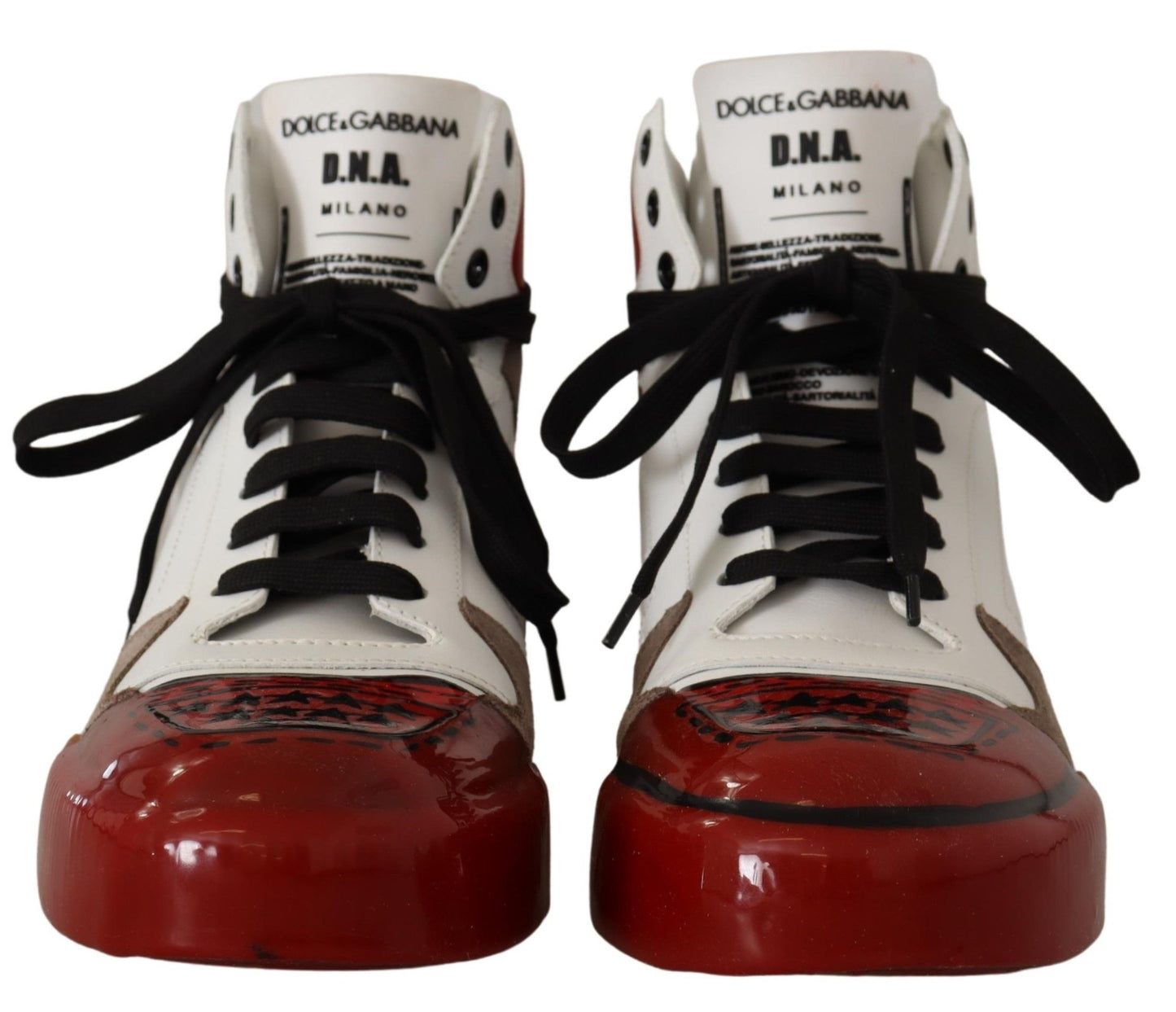 High-Top Leather Sneakers - Pristine White & Accents