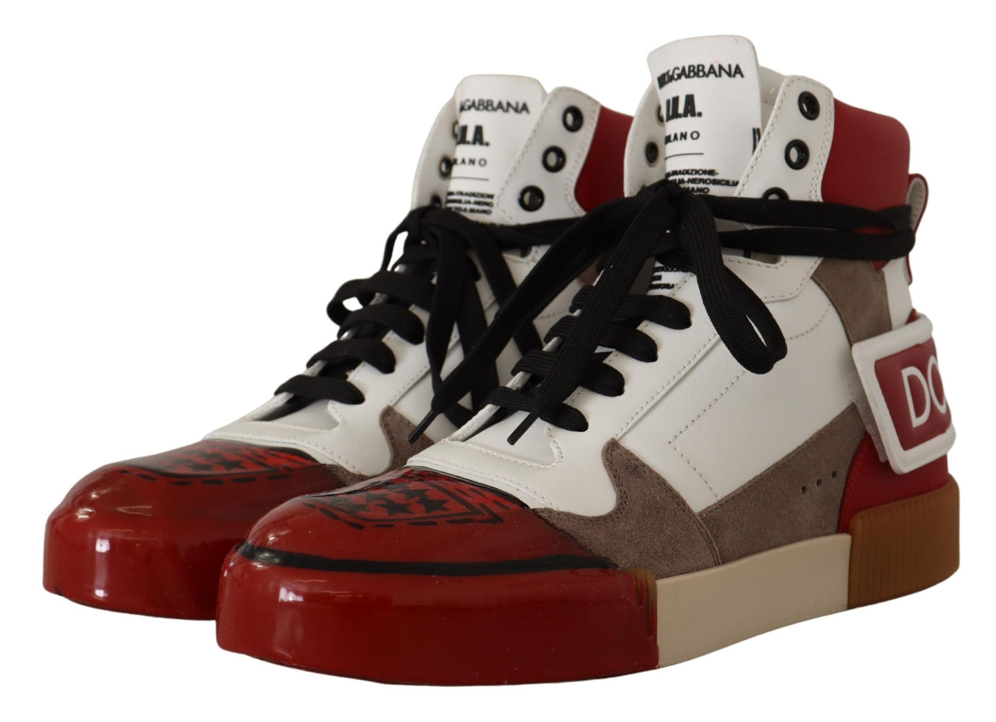 High-Top Leather Sneakers - Pristine White & Accents