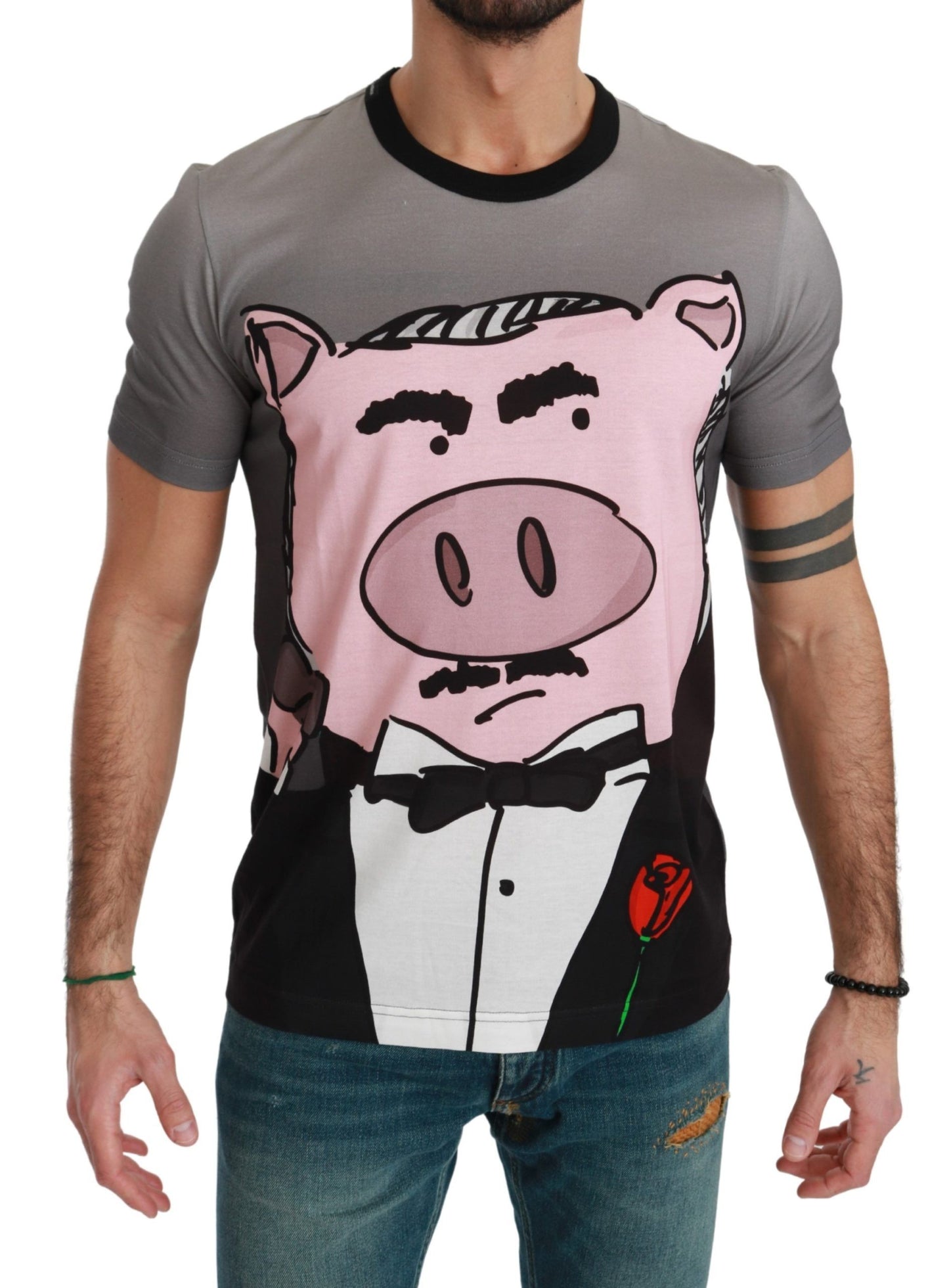 Gray Cotton Year of the Pig T-Shirt