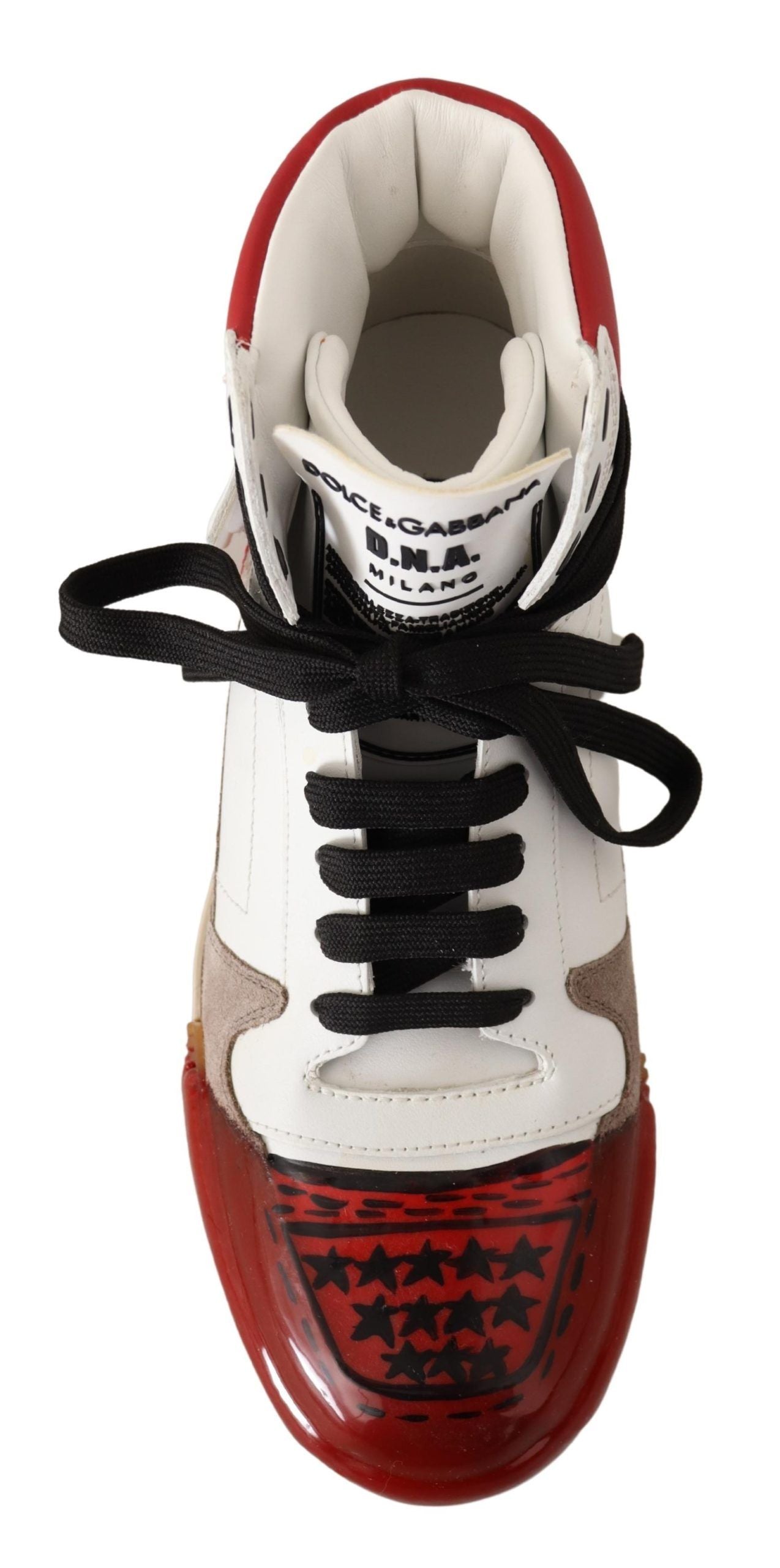 High-Top Leather Sneakers - Pristine White & Accents