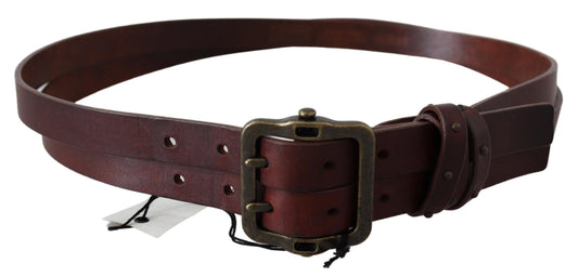 Elegant Leather Waist Belt with Bronze Buckle