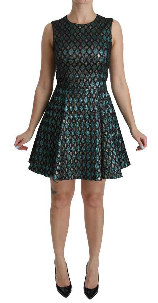 Baroque Blue Mini A-Line Dress