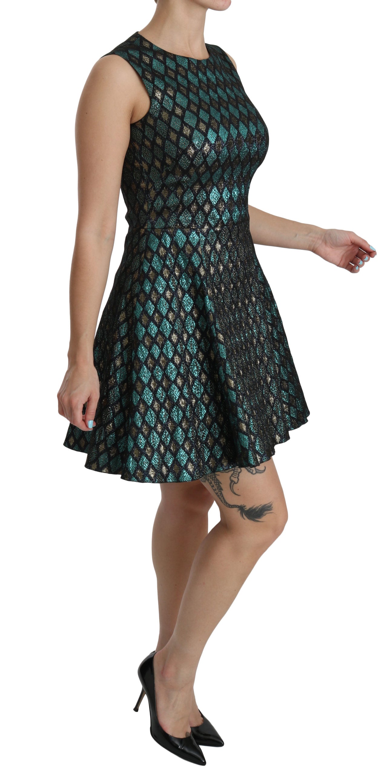 Baroque Blue Mini A-Line Dress