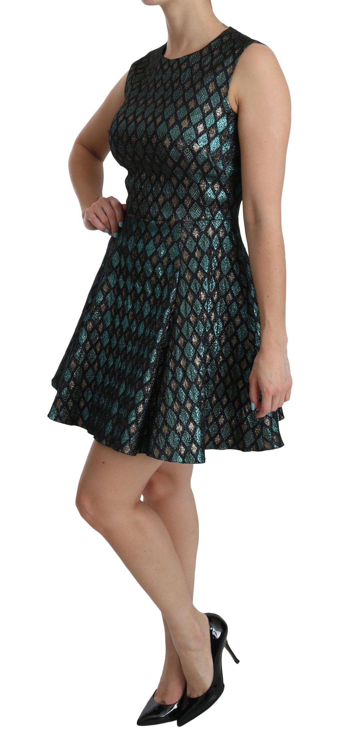 Baroque Blue Mini A-Line Dress