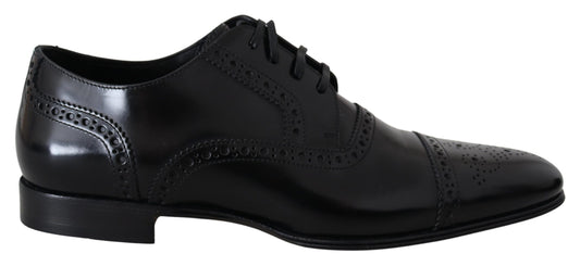 Elegant Black Leather Formal Derby Shoes