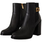 Black Gold Pearl Embellished Ankle Boots
