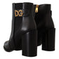 Black Gold Pearl Embellished Ankle Boots