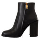 Black Gold Pearl Embellished Ankle Boots