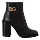Black Gold Pearl Embellished Ankle Boots
