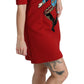 Chic Red Toy Embroidered Mini Sheath Dress