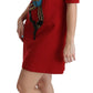 Chic Red Toy Embroidered Mini Sheath Dress