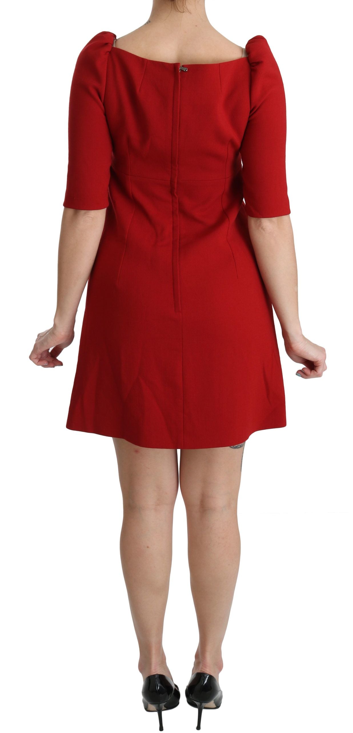 Chic Red Toy Embroidered Mini Sheath Dress