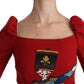 Chic Red Toy Embroidered Mini Sheath Dress