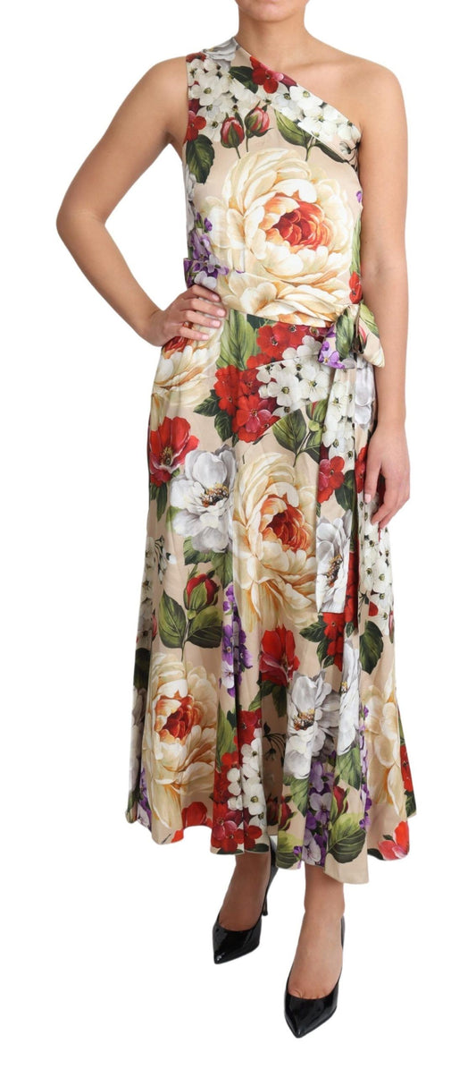 Elegant One-Shoulder Silk Maxi Dress