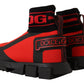 Elegant Monochrome Sneakers with Red Accent
