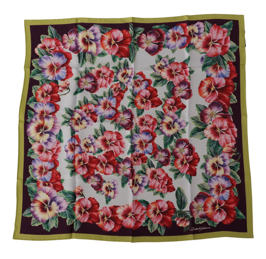 Elegant Floral Silk Square Scarf