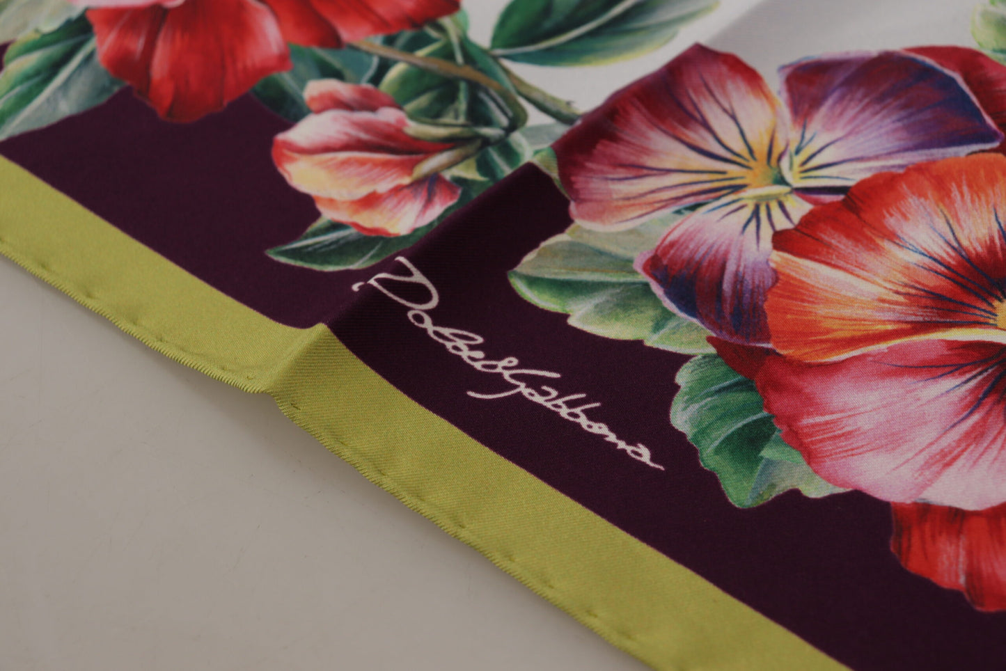 Elegant Floral Silk Square Scarf